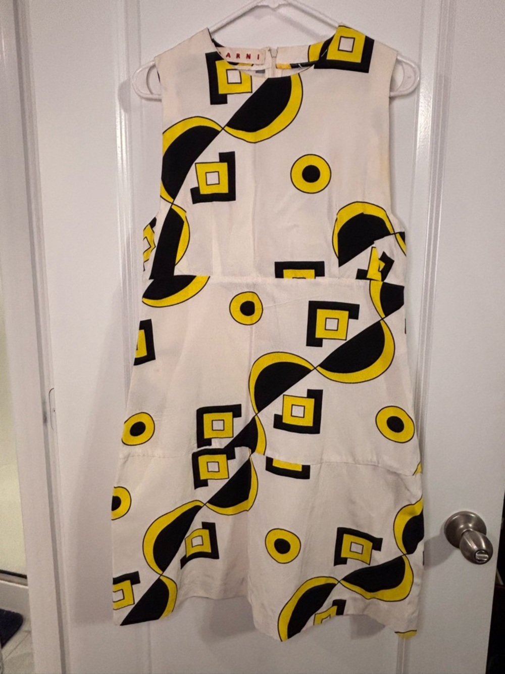 MARNI Geo Shift Dress Yellow White Black Women’s Size 44 FLAWS READ